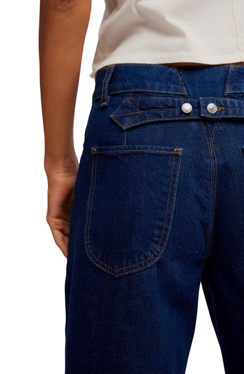 Free People Alia Cuffed High Waist Wide Leg Jeans In Blue