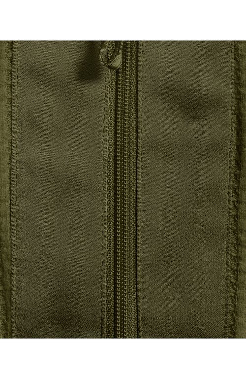 Lands' End Long Sleeve Waffle Quarter Zip Pullover In Green