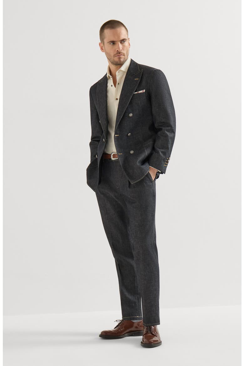 No-fade denim deconstructed blazer, Alternate, color, Dark Grey