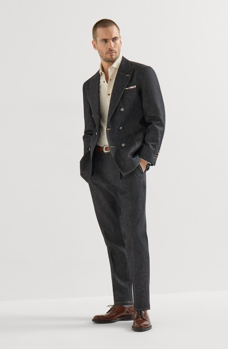 Brunello Cucinelli No-fade denim deconstructed blazer, Alternate, color, Dark Grey