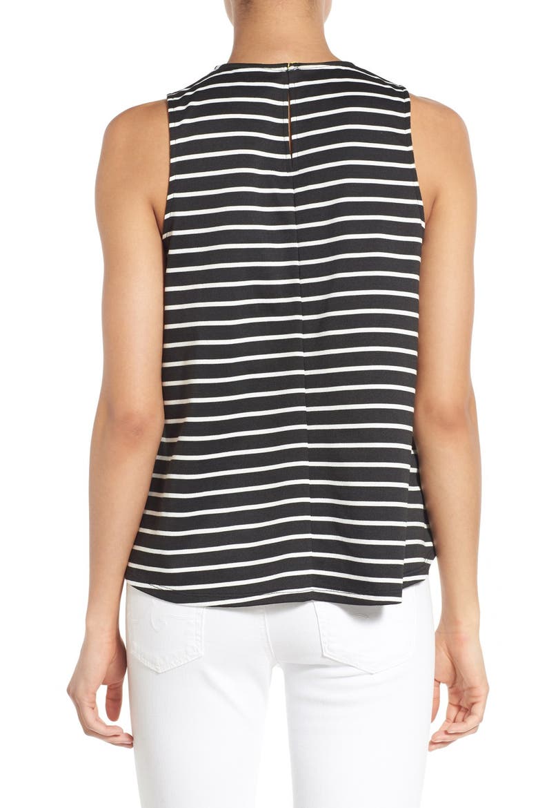 Stripe Sleeveless Swing Top, Alternate, color, BLACK/ IVORY