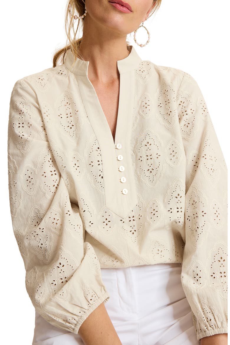 Schiffli Eyelet Top, Alternate, color, CAMEO