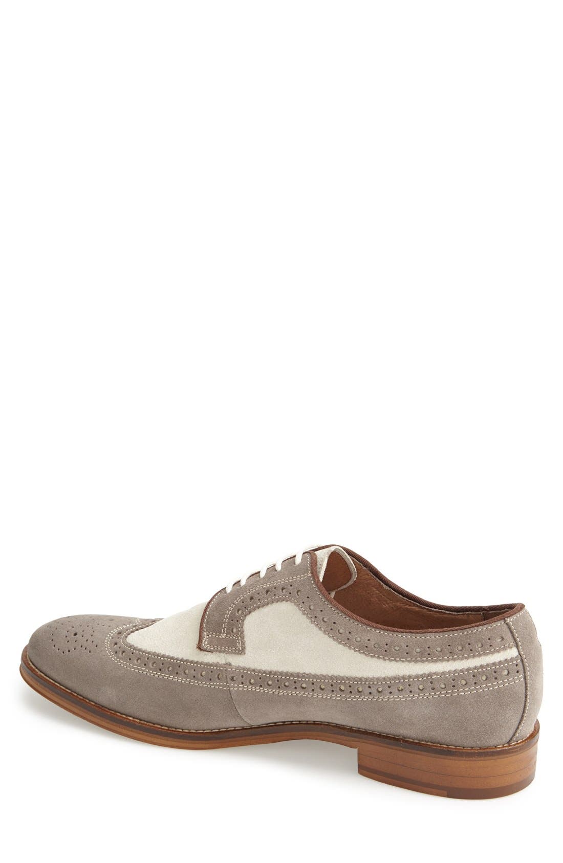 Conard Wingtip, Alternate, color, GRAY/ OFF WHITE SUEDE