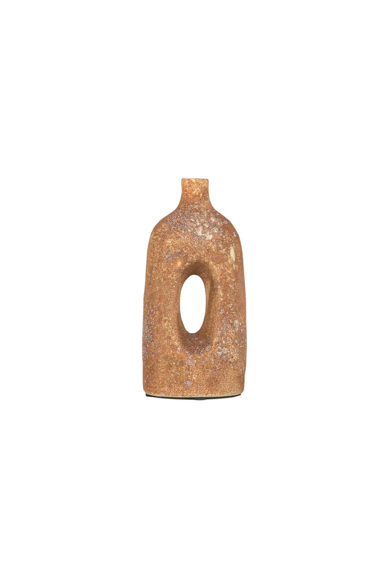 Textured Glaze with Center Hole Vase Rust Stoneware, Main, color, Red