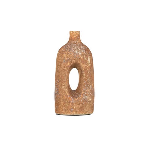 Textured Glaze with Center Hole Vase Rust Stoneware