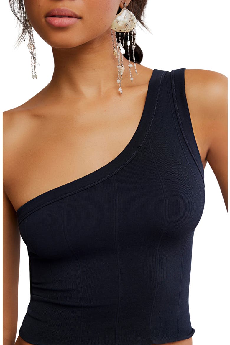 So Soft One-Shoulder Crop Tank, Alternate, color, BLACK
