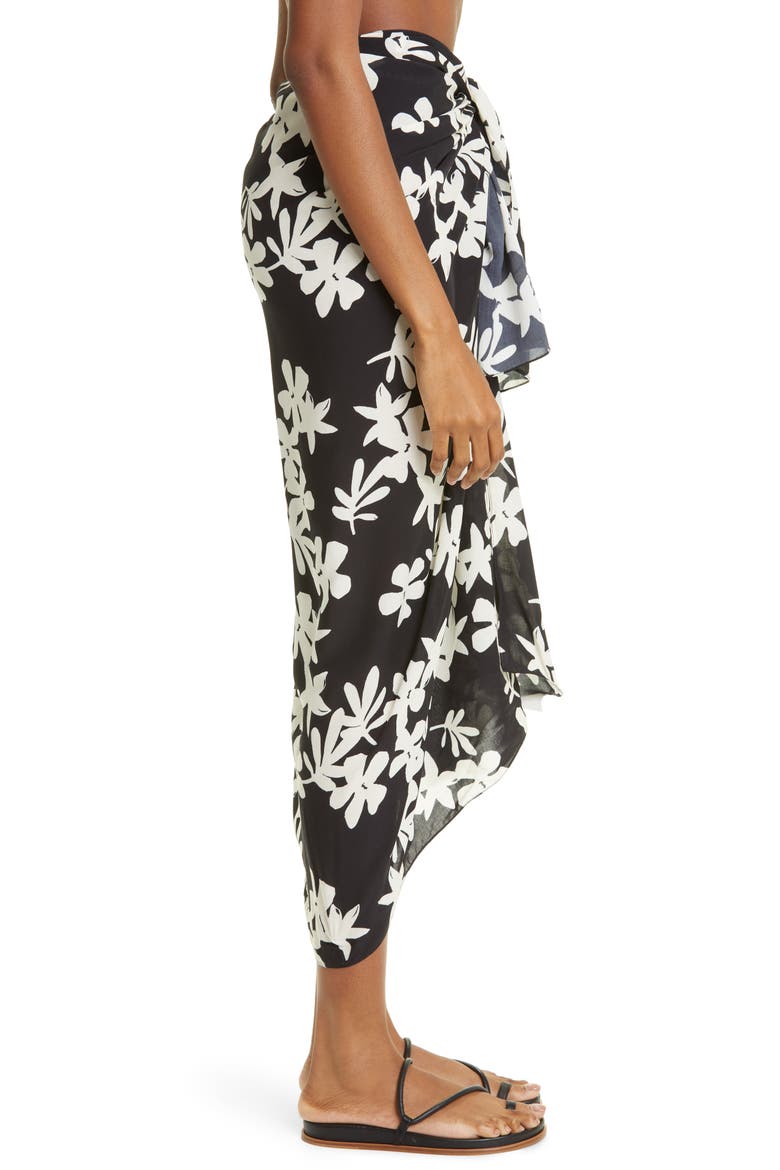 Sea Floral Sarong, Alternate, color, BLACK