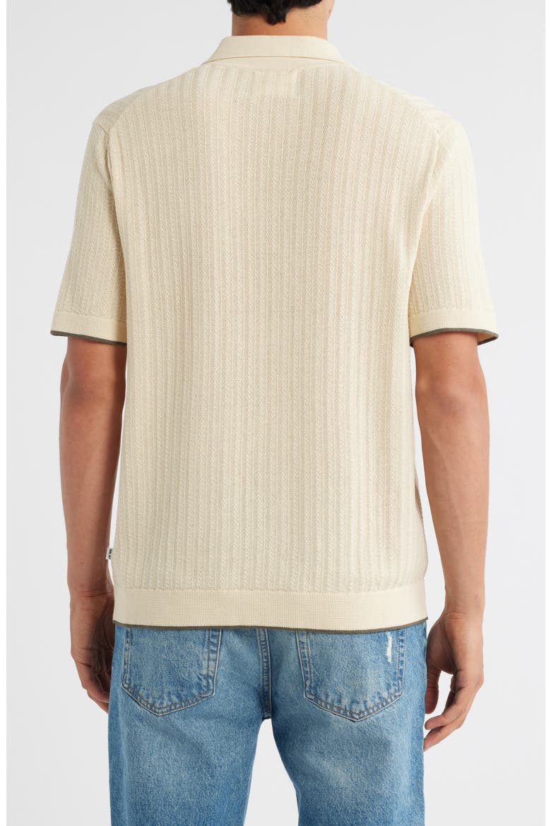 Nalo 6561 Short Sleeve Knit Cotton Button-Up Shirt, Alternate, color, IVORY
