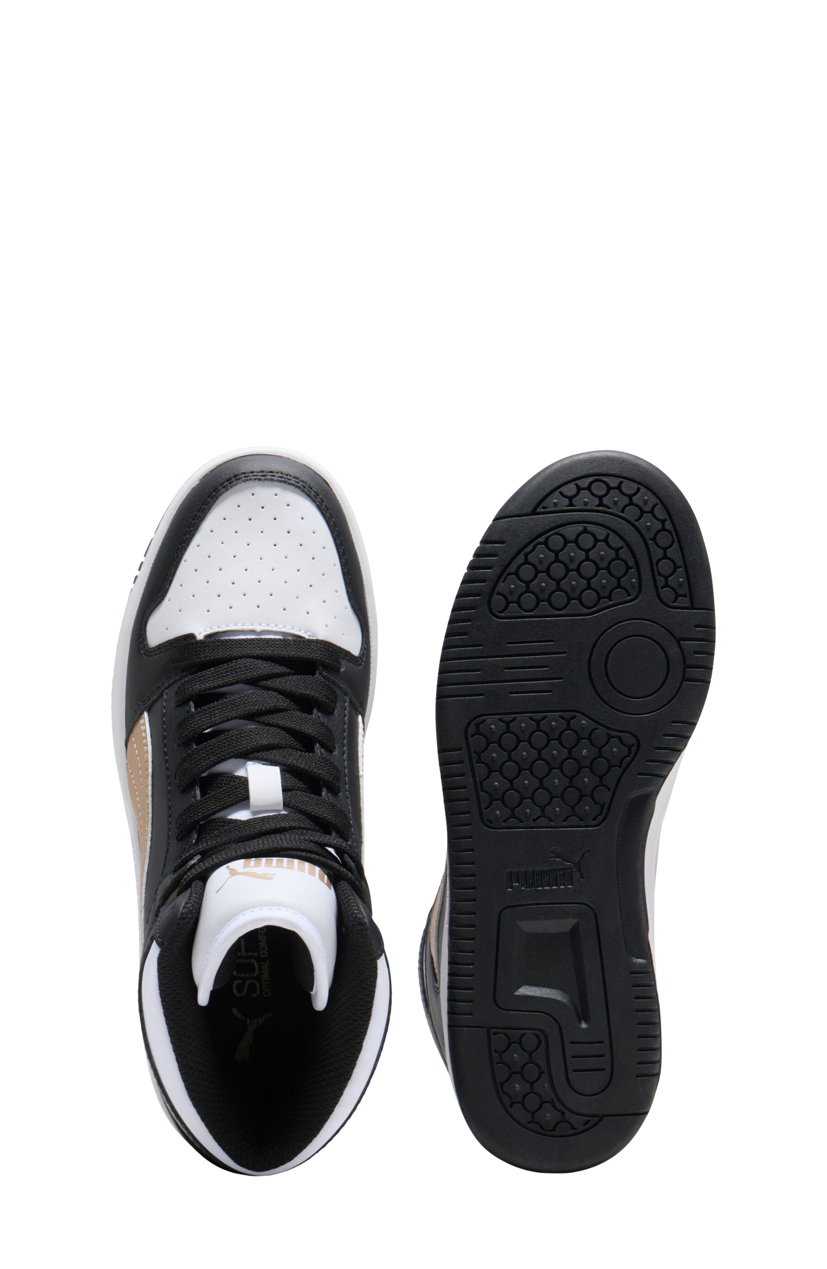 Kids' Rebound Layup High Top Sneaker, Alternate, color, PUMA BLACK-PUMA GOLD- WHITE