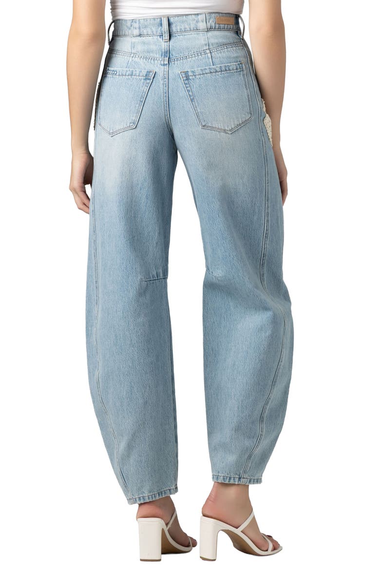 The Long Crochet Patch Barrel Leg Jeans, Alternate, color, SURF CAMP