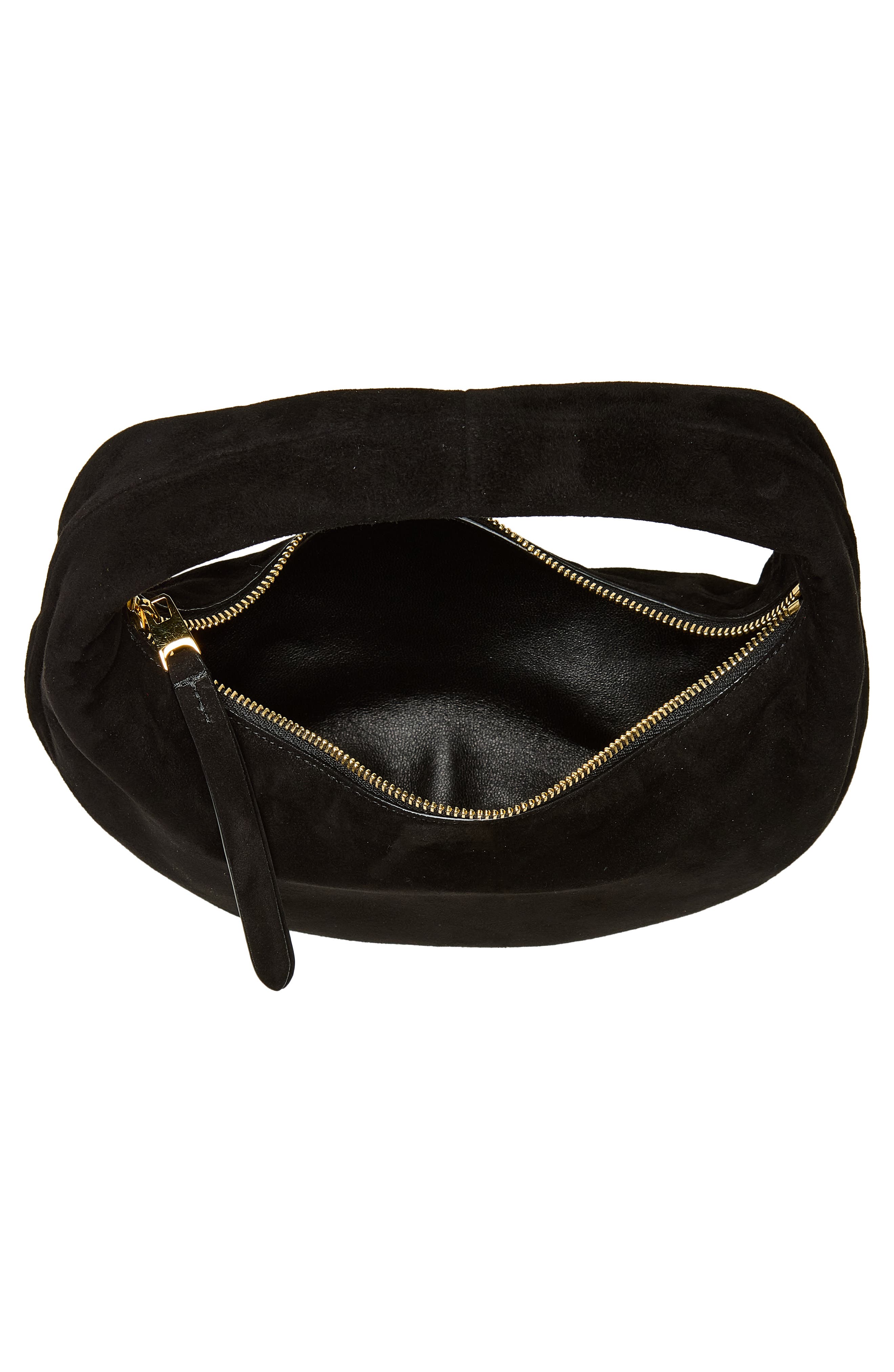 Khaite Mini Olivia Suede Hobo Bag, Alternate, color, Black