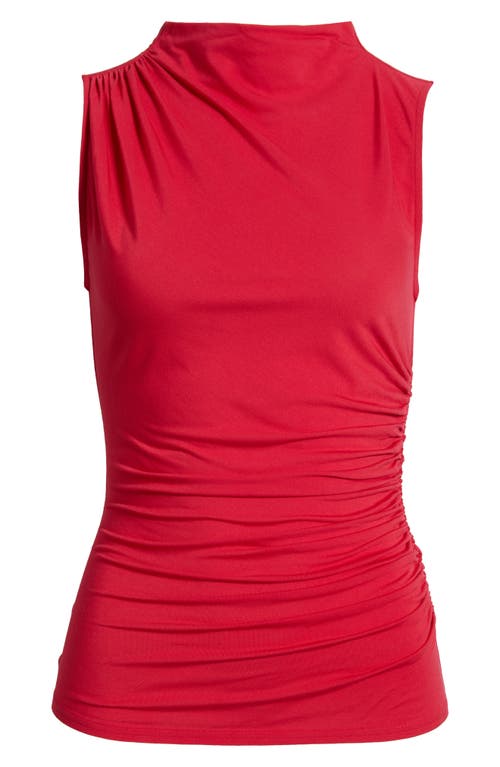 Rails Christen Ruched Mock Neck Top In Red
