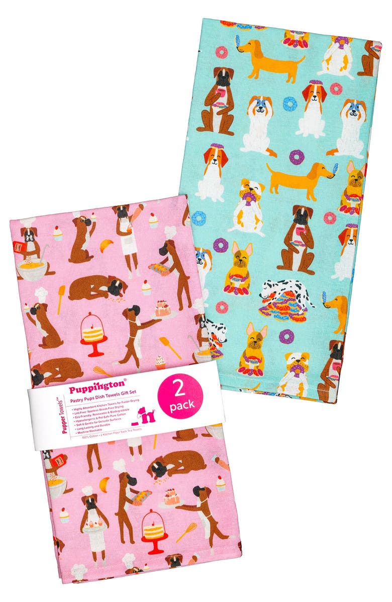Puppington Dog Kitchen Towels - Pastry Pups, Alternate, color, Pastry Pups