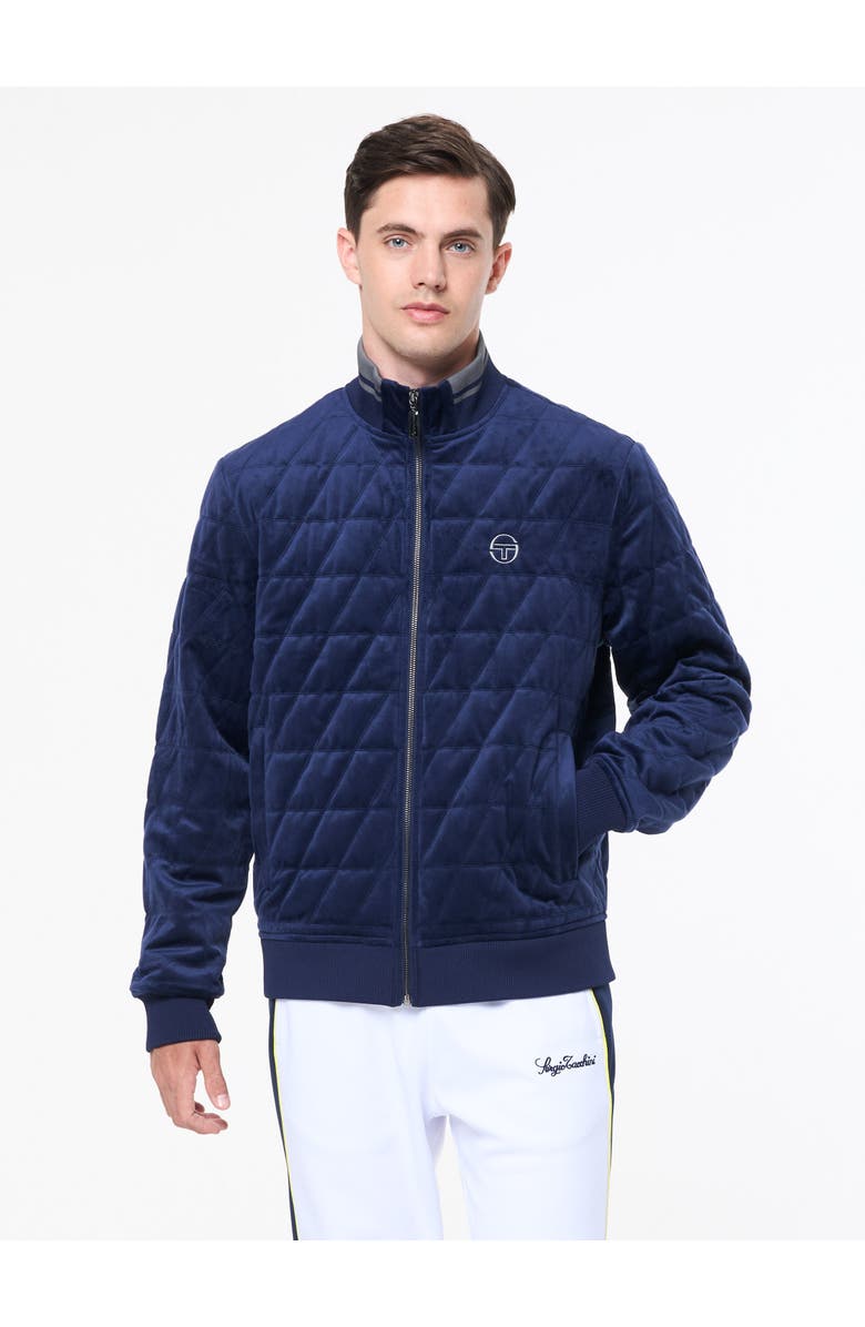 Sergio Tacchini Redi Quilted Velour Bomber Jacket, Main, color, Maritime Blue
