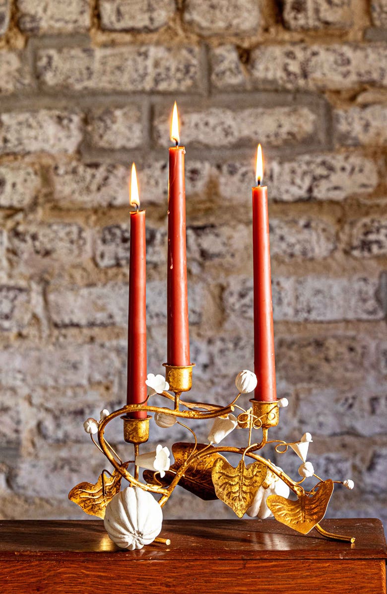 Juliska Forest Walk Pumpkin Vine Triple Candleholder, Alternate, color, Gold