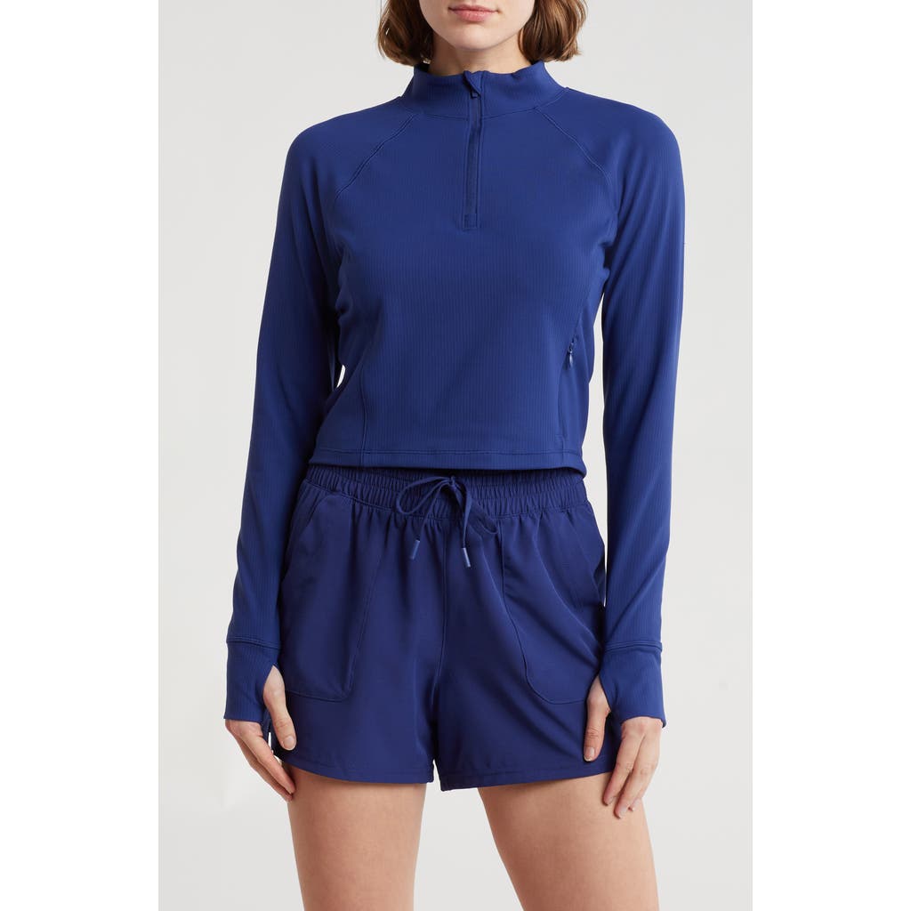 90 Degree By Reflex Karina Crop Half Zip Pullover In Blueprint