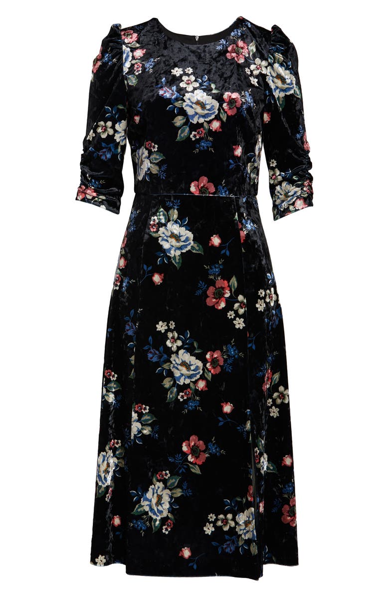 Eliza J Floral Velvet Midi Dress, Alternate, color, 