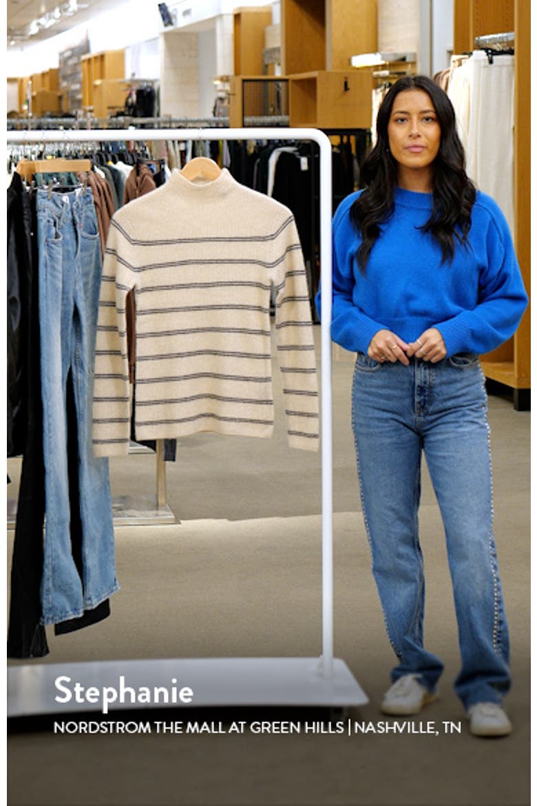 Rib Stripe Mock Neck Cashmere Sweater video