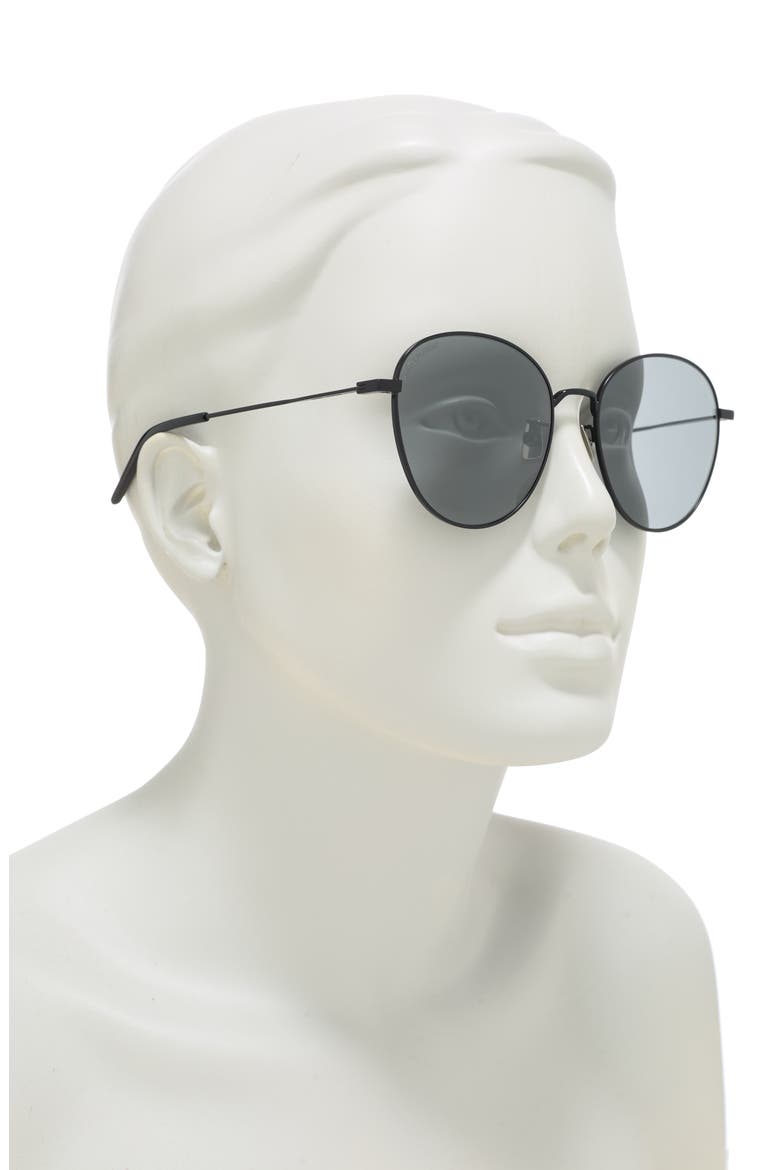 56mm Round Sunglasses, Alternate, color, BLACK BLACK SILVER