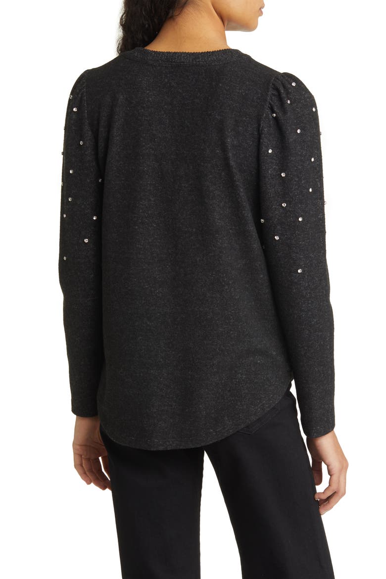 Rhinestone Embellished Sweater (Nordstrom Exclusive), Alternate, color, HC-HEATHER CHARCOAL