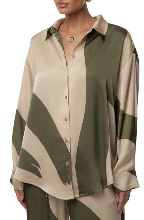 Ella Oversize Colorblock Button-Up Shirt