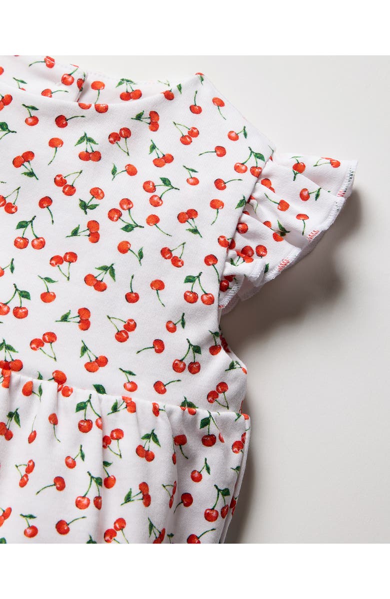 Petite Plume Cherry Print Pima Cotton Romper, Alternate, color, White