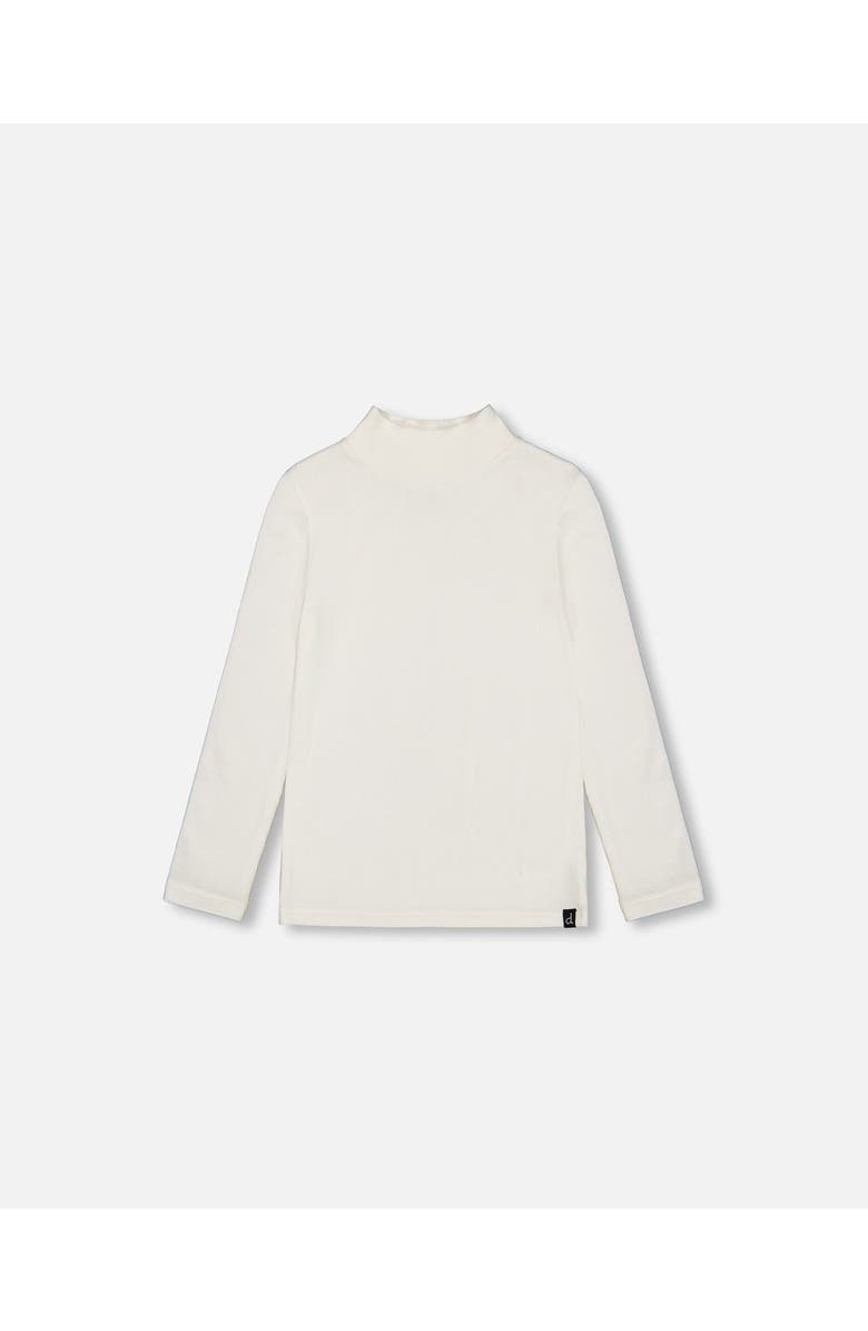 Deux par Deux Girl's Super Soft Brushed Mock Neck Top Off White, Main, color, 