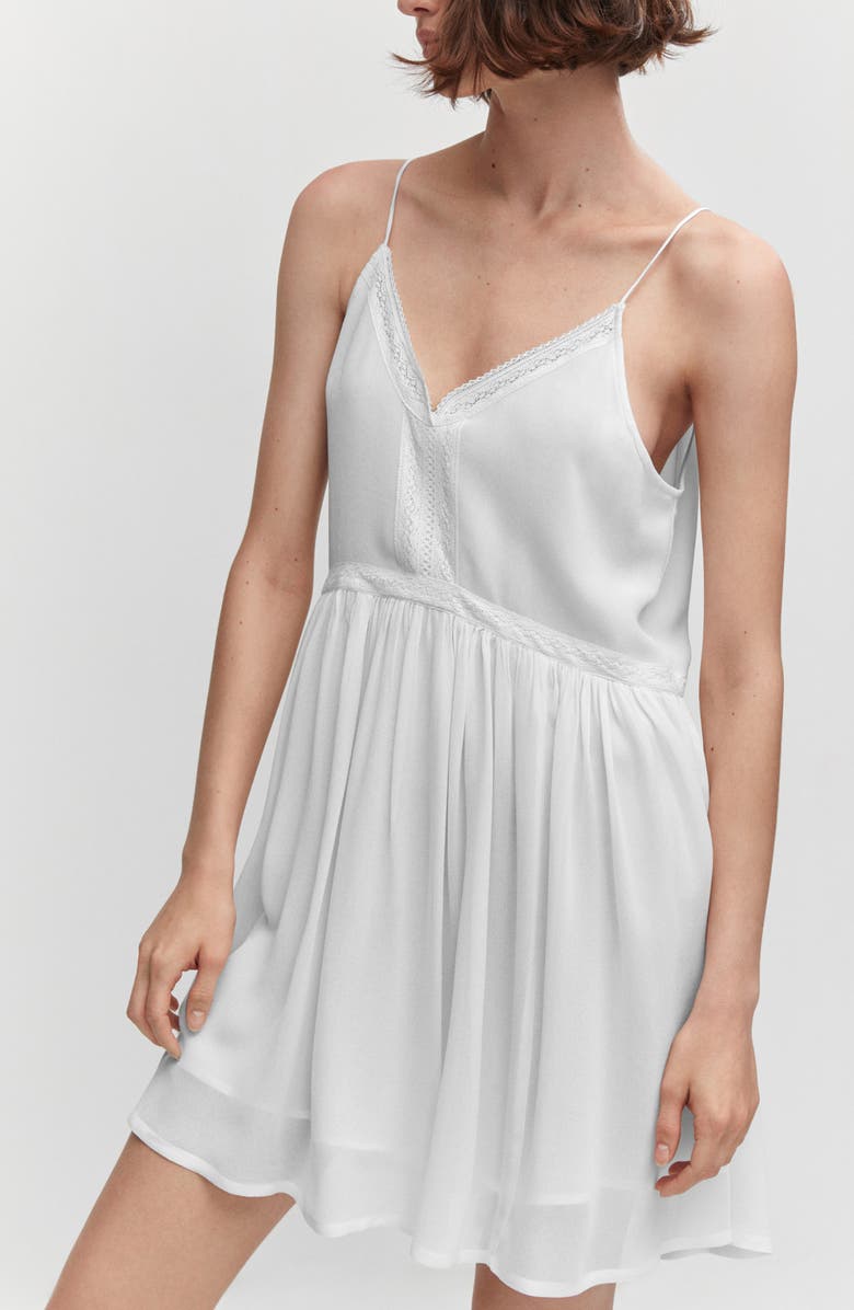 MANGO Embroidered Lace Trim Minidress, Alternate, color, 