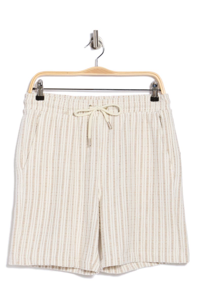 DENIM AND FLOWER Textured Pull-On Shorts, Main, color, White