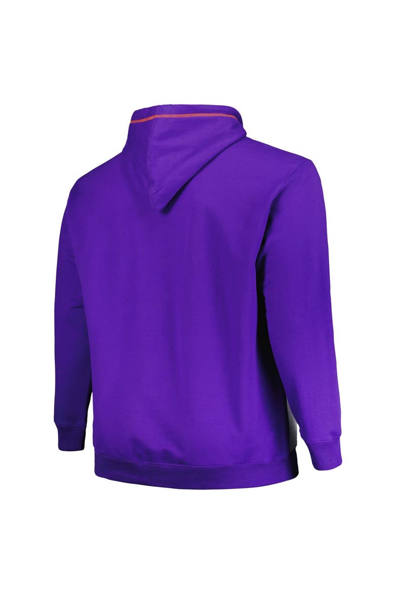 Men's Fanatics Branded Purple/Heather Gray Phoenix Suns Big & Tall Contrast Pieced Stitched Full-Zip Hoodie, Alternate, color, Purple