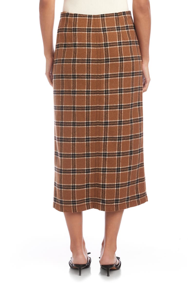 Kaia Plaid Midi Skirt, Alternate, color, BROWN PLAID