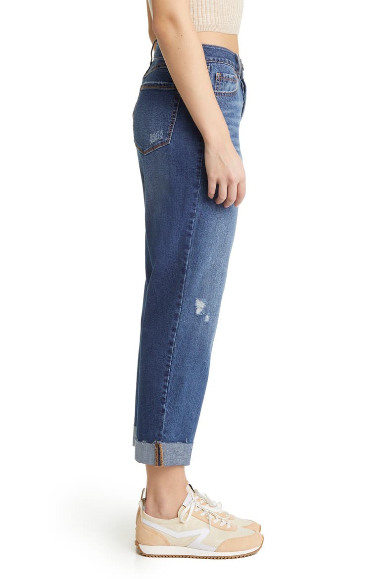 Ripped Cuffed Slim Fit Girlfriend Jeans, Alternate, color, ADDY