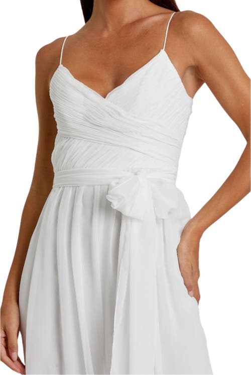 Mac Duggal Flowy Faux Wrap Jumpsuit In White