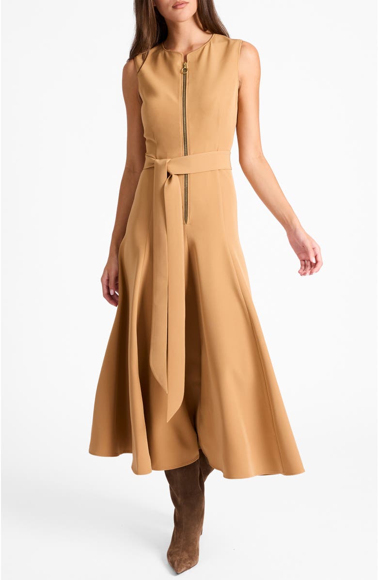 Santorelli Sunny Sleeveless Midi Dress in Stretch Crepe, Alternate, color, Hazelwood