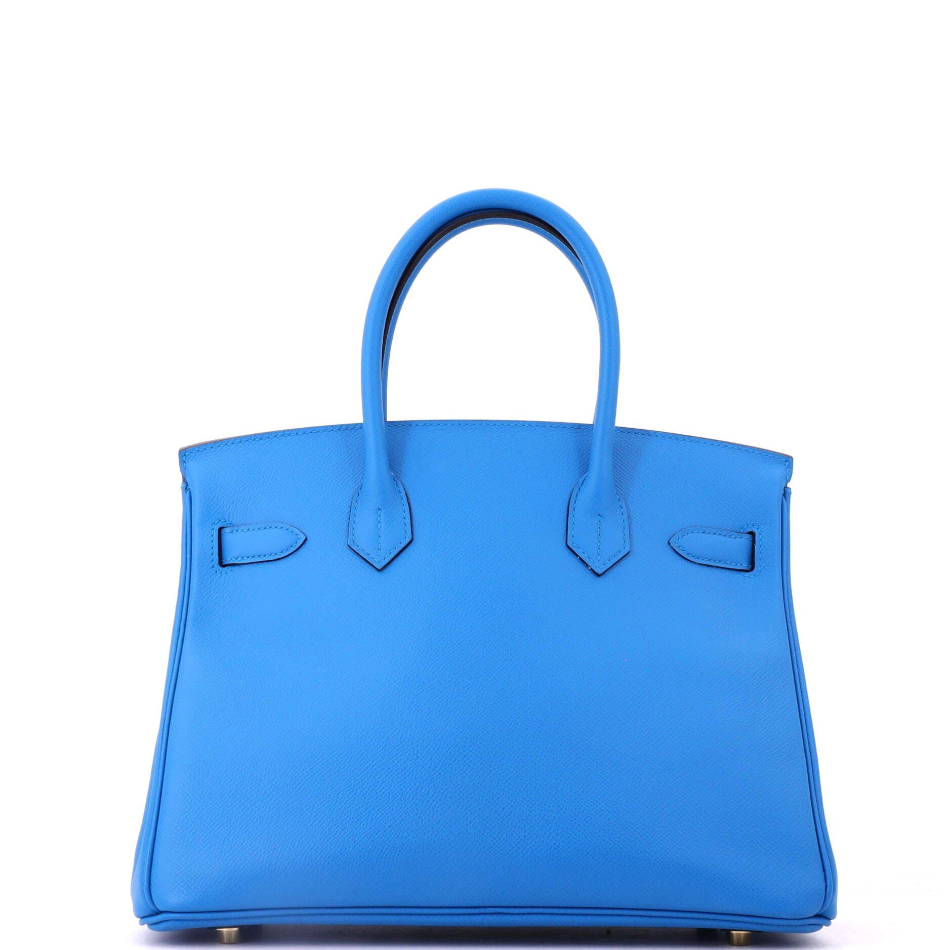 Pre-Owned Hermes Birkin Handbag Blue Epsom with Gold Hardware 30, Alternate, color, Bleu Zanzibar
