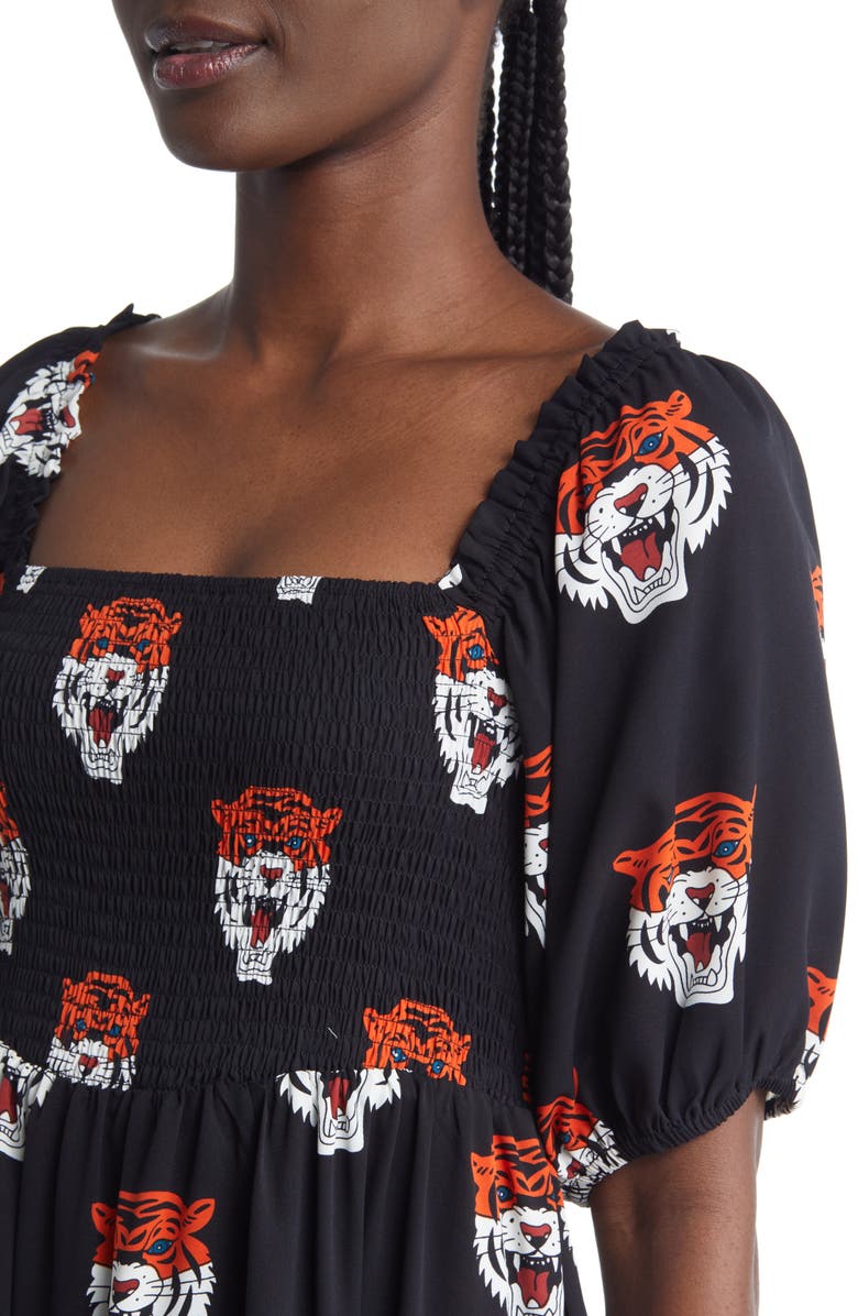 Dressed in Lala Smocked Maxi Dress, Alternate, color, Black Tigress