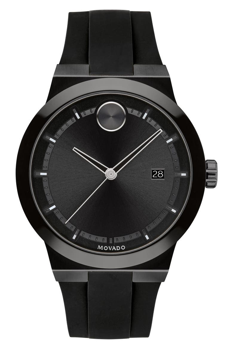 Bold Fusion Silicone Strap Watch, 42mm, Main, color, BLACK DIAL