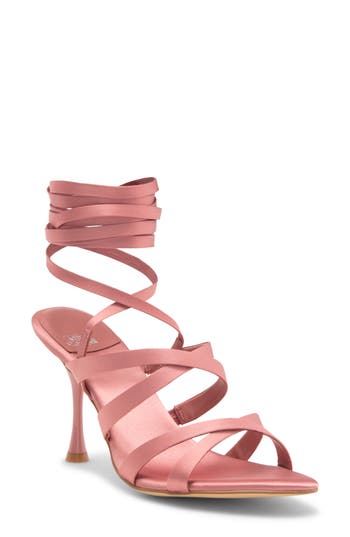 Jeffrey Campbell Obsessed Ankle Wrap Sandal In Pink