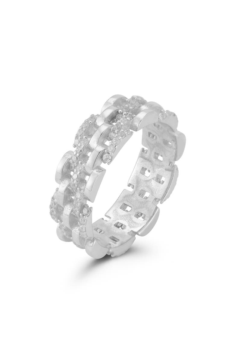 Link Band Ring, Alternate, color, SILVER