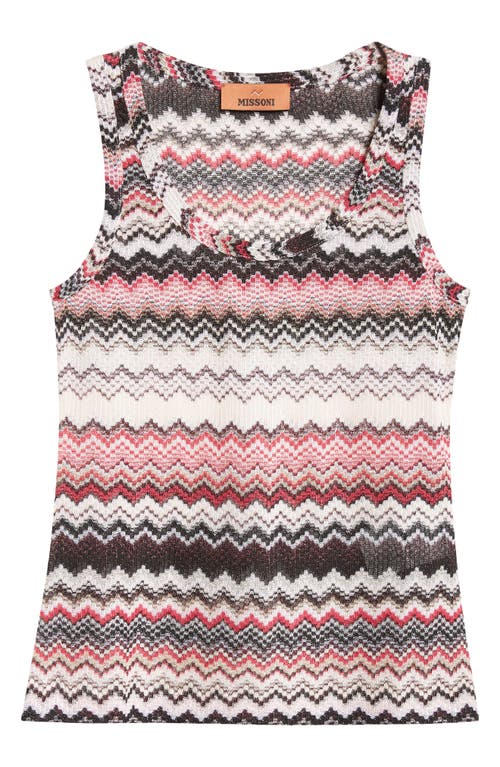 Shop Missoni Chevron Stripe Knit Tank In Pink/beige Multi
