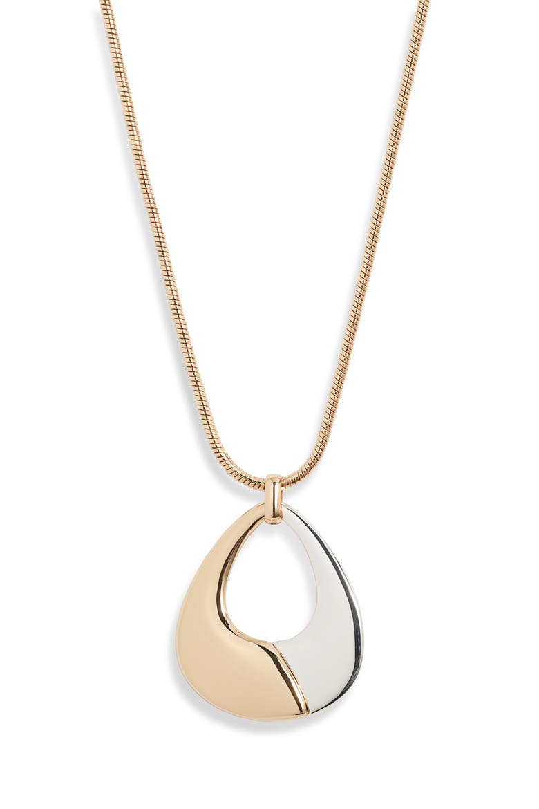2-Tone Adjustable Pendant Necklace, Main, color, GOLD- SILVER