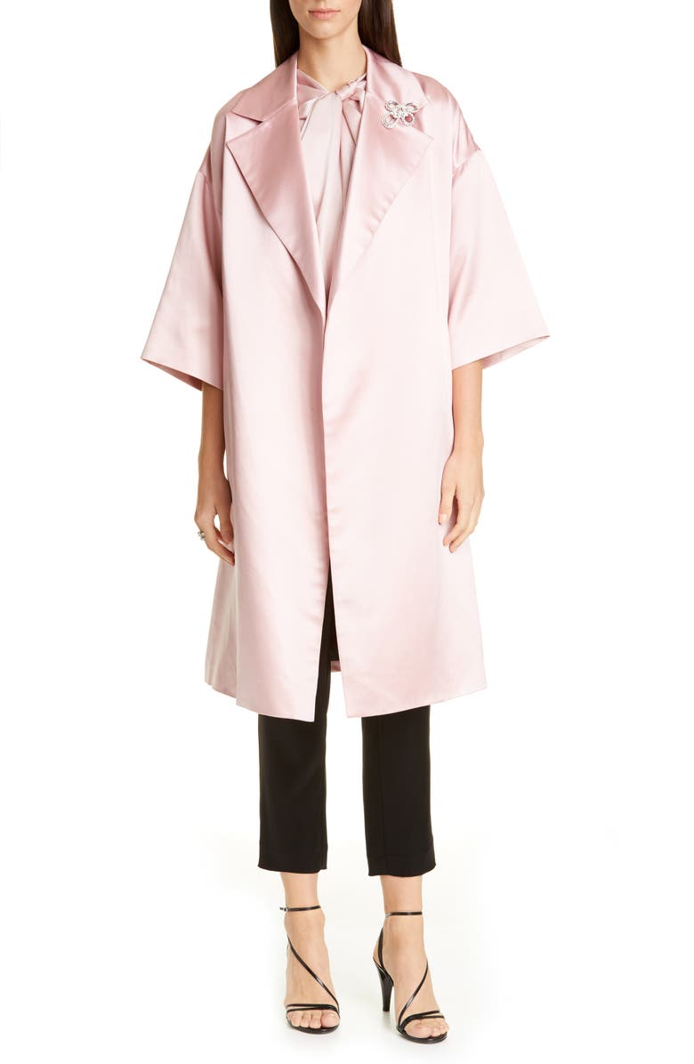 St. John Evening Bonded Duchesse Satin Opera Coat, Main, color, 