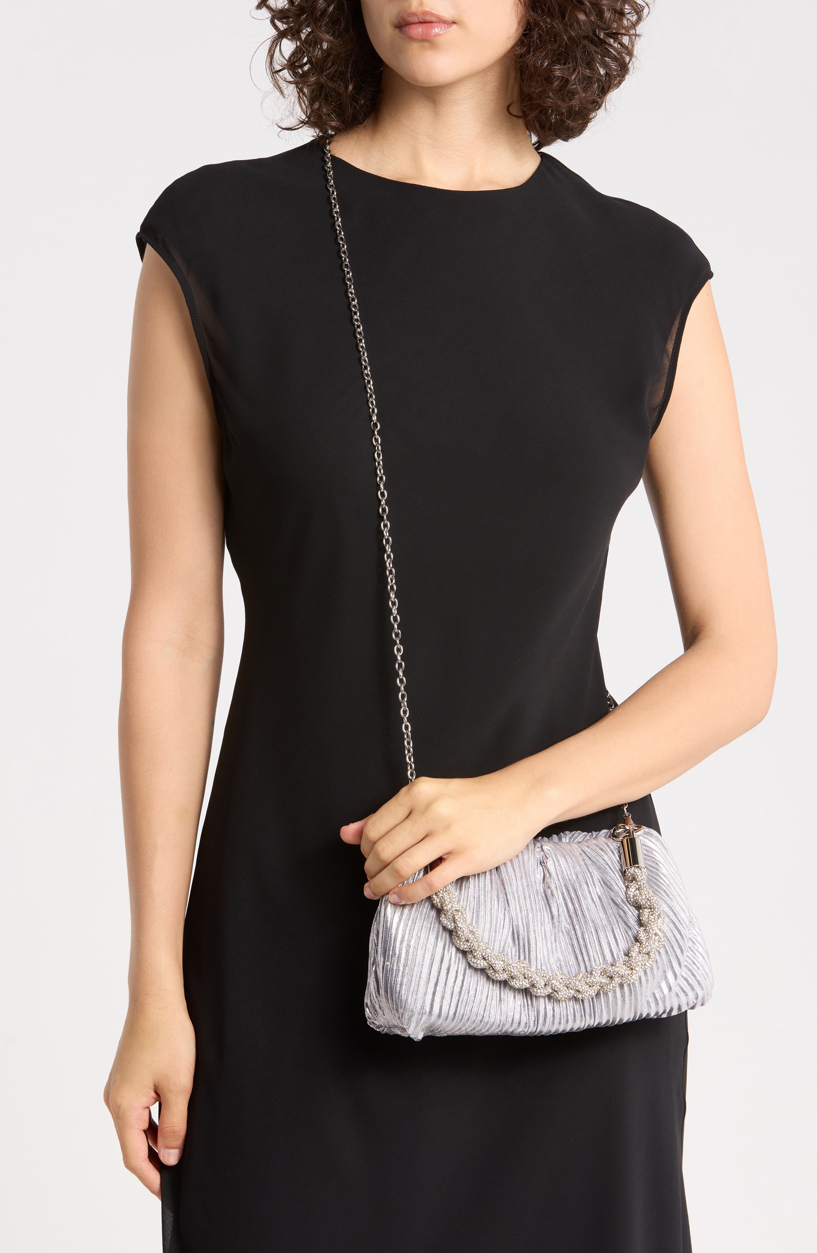 Florian Pleated Metallic Shoulder Bag, Alternate, color, SILVER