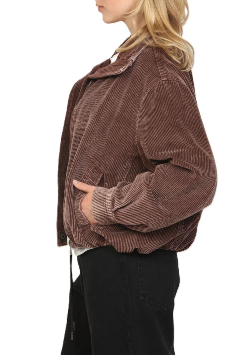 Snow Wash Corduroy Bomber Jacket, Alternate, color, BROWN