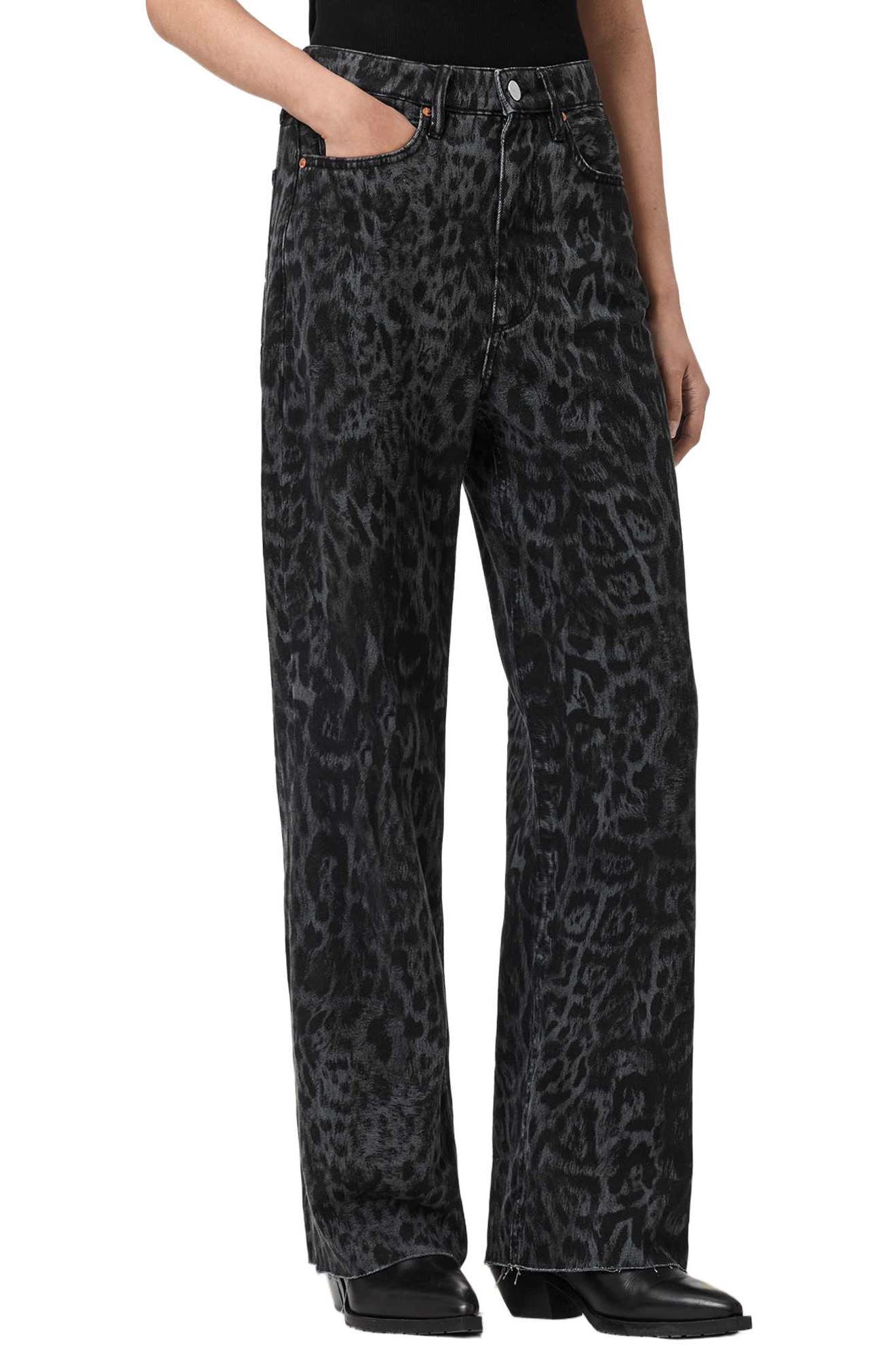 Blake Leopard Print Wide Leg Jeans