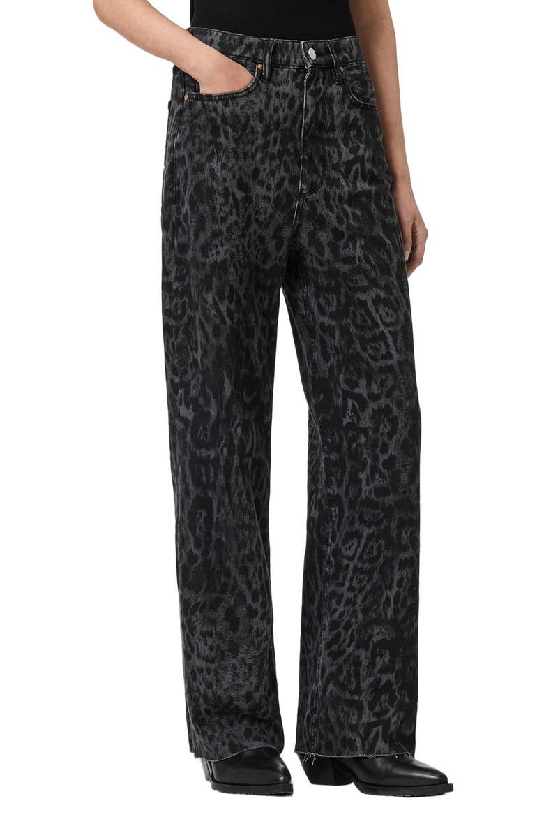 Blake Leopard Print Wide Leg Jeans, Main, color, LEPPO BLACK