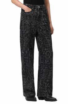 Blake Leopard Print Wide Leg Jeans