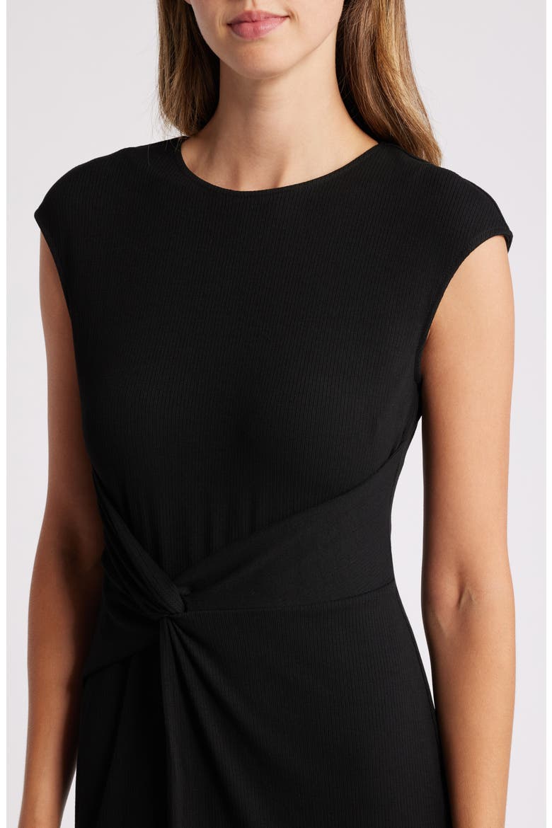 Twist Front Cap Sleeve Dress, Alternate, color, ANNE BLACK