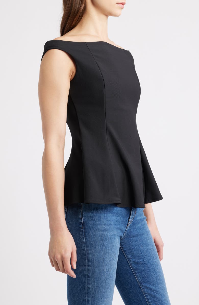MANGO Off the Shoulder Peplum Top, Alternate, color, Black