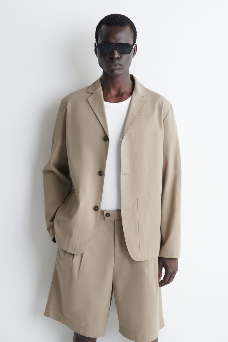 Unstructured Cotton-blend Blazer, Main, color, BEIGE